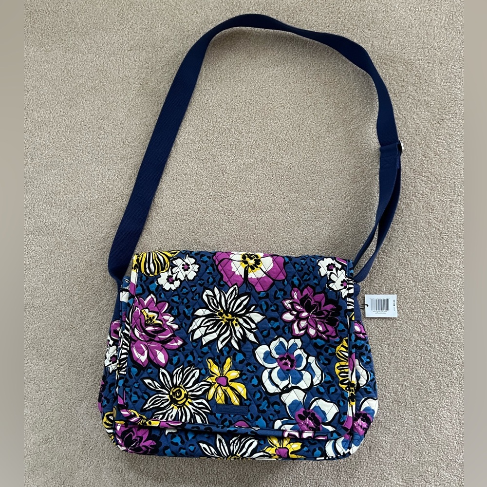 NEW Vera Bradley Messenger Bag - African Violet - School Carrier Pouch Sack